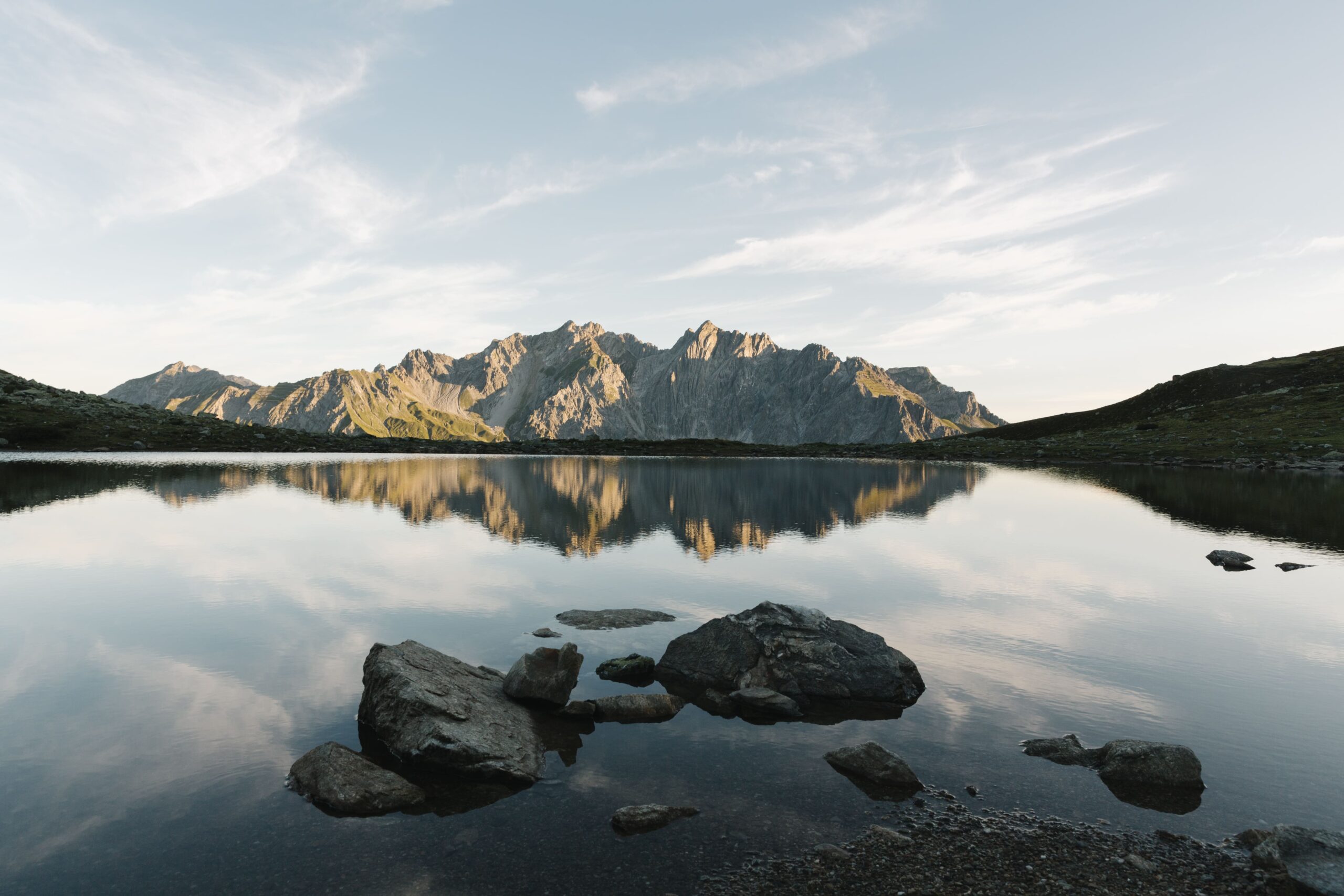 Alpine lake swimming St. Anton summer